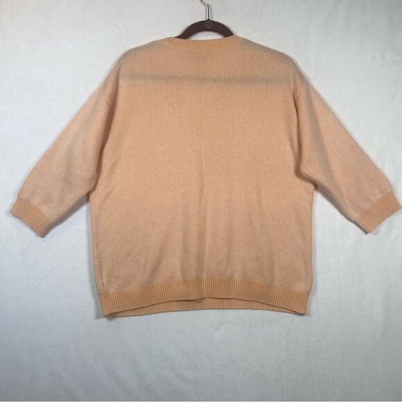 Pure Collection 100% Cashmere Light Orange V-Neck Sweater Size 12 - Picture 2 of 11
